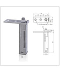 Stainless Steel 304 Refrigerator and Freezer Door Hinge with Auto Rebound Cam Rise Design for self-closing, dimensions shown