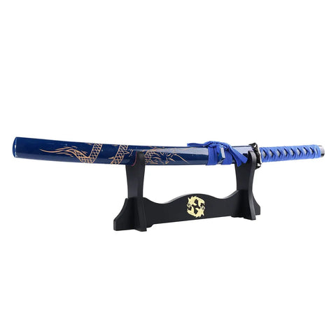 Velvet Padded Katana Stand Dope One Tier Sword Holder For Japanese Swords Yin Yang Accent Black Display Rack For Katana