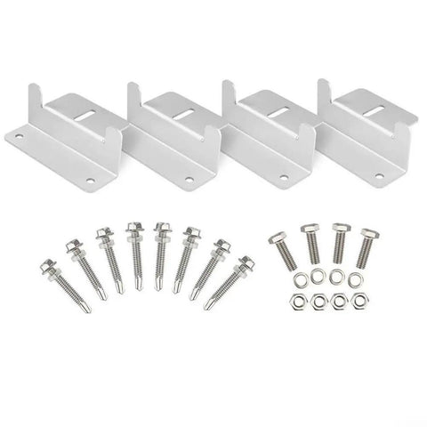 Rooftop RV Hardware Kit With Lightweight Aluminum Z Brackets, Irregular Wall Panels, 4 Pack, Nuts, Screws, Hex Key, Easy Install