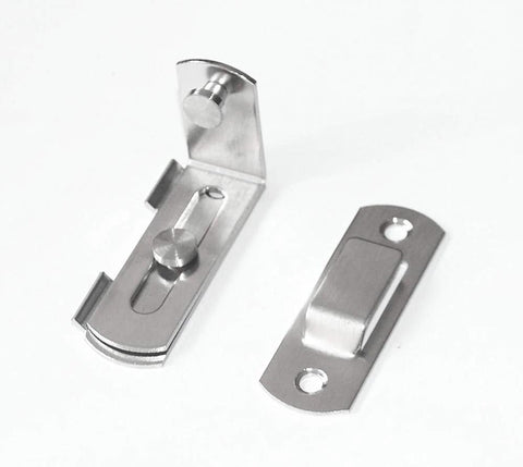 90 Degree Stainless Steel Sliding Door Latch For Barn Doors And Cabinets, Safety Locking Mechanism, Right Angle Curved Design