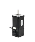 Front view of NEMA 17 2-phase 4-lead stepper motor with black housing, silver top plate, and output shaft.