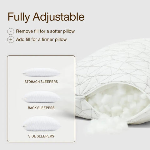 Travel And Camping Adjustable Pillow With Compressible Stuff Sack Small 19 By 13 Inch Pillow Medium Firm Memory Foam With Lulltra Washable Cover CertiPUR US Certified Perfect For Backcountry Trips And Grab And Go Comfort showing pillow with foam fill