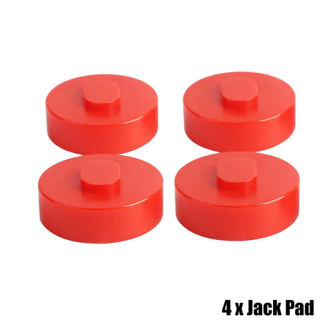 4 Pack Red Polyurethane Jack Pad Support Points For Porsche 911 924S 944, featuring 2.56 inch diameter and 1.02 inch thickness.