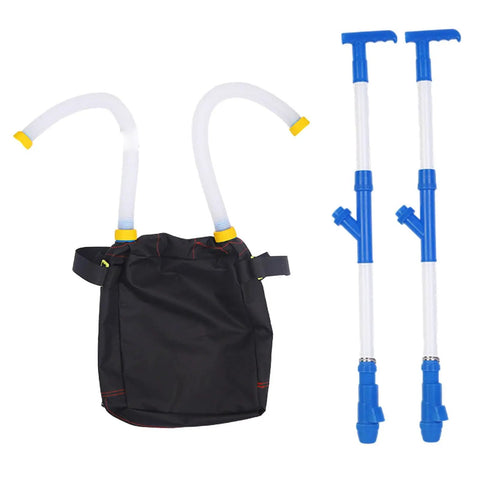 Backpack spreader sprayer for garden and farm with PVC double handle and large capacity bag, adjustable output applicator parts shown