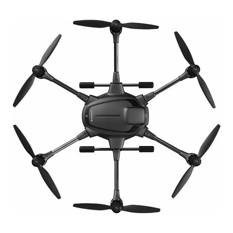 Professional Dope 4K Ultra HD Drone Quadcopter With 20 Minute Flight Time FPV Live View 360 Degree Panorama App Control And Remote Long Range Aerial Photography Camera For Enthusiasts black top view with six propellers.