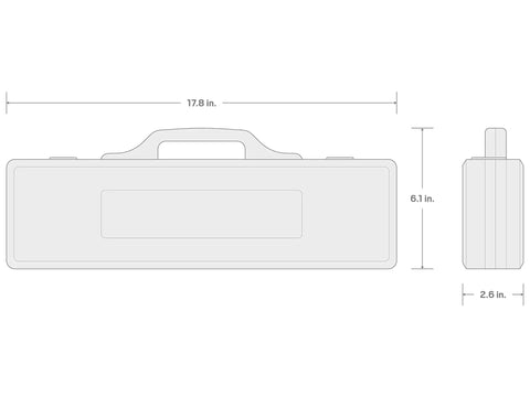 Dimensions diagram of the case for 3/4 Inch Drive Deep 6-Point Impact Socket Set With Case, 8-Piece (27-38 Mm)