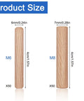 100 Pcs Wooden Dowels Set With 50 M6 And 50 M8 Fluted Dowels For Crafts Furniture DIY Woodworking 6mm 8mm Grooved Plugs