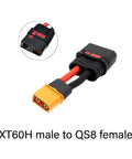 Super Cool Xt60s Male To Qs8 Female Charging Wire Cord For Rc Cars And Quadcopters With Thick Silicone Insulation For High Current Power Systems Available In Short Long And Extra Long Lengths.