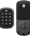 Pushbutton Keyless Deadbolt With Z Wave Plus Built In Black Suede Finish One Touch Enrollment Smart Home Ready Lock