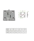 Heavy Duty 316 Stainless Steel Butt Hinge 2 Pack 4 Hole 38mm And 50mm Mirror Polish Marine Boat Hardware Hinges with diagram.