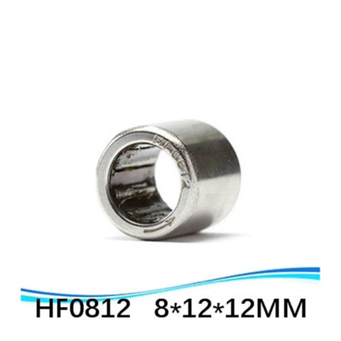 Top Shelf 10 Pack Of 8X12X12MM One Way Drawn Cup Needle Bearings With A Clutch Shell Build and Kickass Steel Roller Units For Seamless Operation And No Sweat Maintenance, close-up view of a steel drawn cup needle bearing.