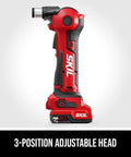Build Ready 12V Brushless Auto Hammer Kit Delivers Hella Compact Form Factor With Smooth Cordless Operation Includes Rapid USB C Battery Pack shown with 3-position adjustable head.
