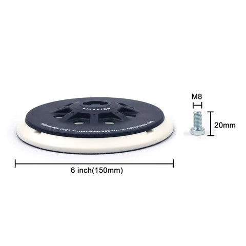 6 Inch Hard Sanding Pad With 17/48 Hole M8 Thread Back Up Pad for Festool ETS 150/3 EQ Sander side view with measurements
