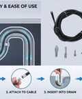 Heavy Duty Steel Drain Snake Auger Smashing Through Stubborn Bathroom And Kitchen Buildup Extends To Ten Meters Clears Sink And Tub Without Breaking A Sweat Guaranteed, flexible steel auger with cutting heads.