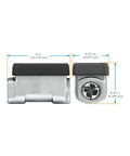 Turbine Fuel Flow Meter Kit With Aluminum Body, Battery Powered Digital Display, dimensions illustration, side and top view