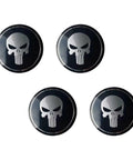 Beater Proof Full Set 4 Piece Wheel Center Hub Cap Covers Heavy Duty Steel Fits 56Mm Rims with skull design.