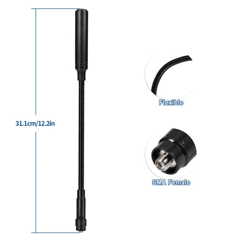 High Gain Ham Radio Antenna Gooseneck Pro 3.5 dBi VHF UHF 136 174 400 520 MHz For BaoFeng UV-5R UV-82 BF-F8HP BF-F8 And Other Handheld Radios