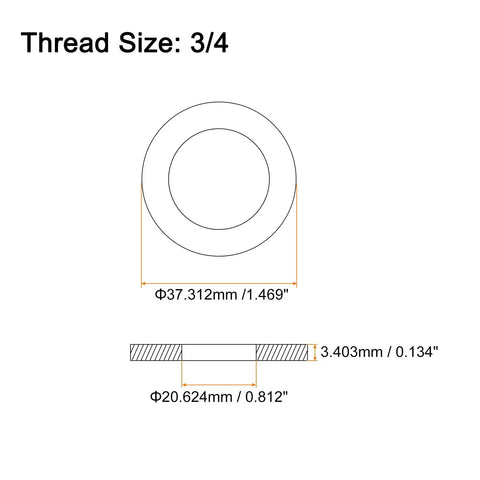 Dope 304 Stainless Steel Flat Washers 10 Pack Three Quarter Size detailed dimensions for secure installation.