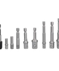 Get Ready For Heavy Duty Jobs With This 11Pcs Socket Adapter Hex Shank Square Head Kit Featuring Chrome Vanadium Steel Self Locking Design To Keep Your Air Screwdriver And Electric Drill Bits Secure No Slipping Or Dropping During Tough Fastening Tasks