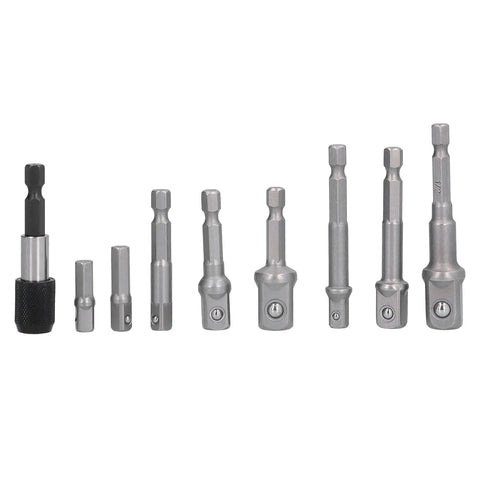 Get Ready For Heavy Duty Jobs With This 11Pcs Socket Adapter Hex Shank Square Head Kit Featuring Chrome Vanadium Steel Self Locking Design To Keep Your Air Screwdriver And Electric Drill Bits Secure No Slipping Or Dropping During Tough Fastening Tasks