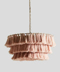 Cozy Chic Modern Tiered Pendant Light With Tassel Shade, Hand Woven Fabric Rope Hanging Lamp, Pink 12 Inch, UL Listed Ceiling Fixture