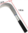 Multipurpose Gardening Sickle With Manganese Steel Blade And Stainless Steel Handle Black Rubber Grip 14in length, 4.9in blade