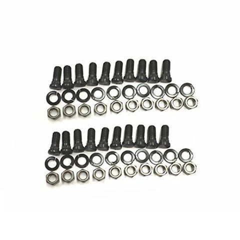 Front view of trailer electric brake hardware kit with black bolts, washers, and hex nuts