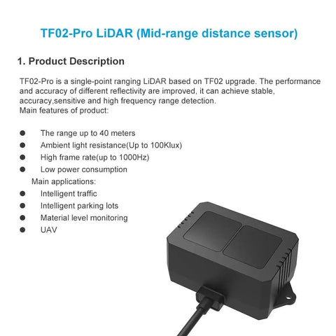 40m TOF Lidar Sensor With IP65 Weatherproof Tough Build For Drones And Robotics Dope 1 cm Resolution 100 Hz Frame Rate Pixhawk UART