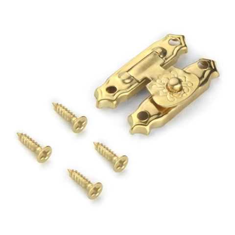 Heavy Duty Metal Jewelry Box Latch Clasp With Retro Floral Duckbilled Toggle Hasps Perfect For Wooden Cabinet Furniture Repair Restoration And Upgrades That Stick Tight And Look Super Cool. Gold floral iron toggle latch with screws for jewelry box lid