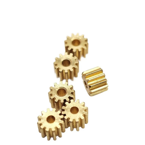 Bevel Gear Set Pack Of Five Brass Gears 0.5 Module 10 Teeth Pinion With Multiple Bore Sizes displayed against white background.