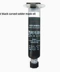 Image of a black solder mask ink syringe from DIY Ready UV Curing Solder Mask Ink Set For PCB Repair Two Bottles In Black And Green Solder Resist Ink For BGA PCBs Insulation Of Flying Wires Repair Tool For Motherboards And Circuit Boards