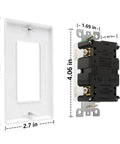 GFCI Outlet 15 Amp Self Test Receptacle With LED Indicator, Tamper Resistant, Weather Resistant, and wall plate dimensions