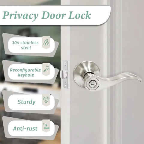 Privacy Door Lever Set Keyless Bedroom And Bathroom Lock Brushed Nickel Interior Door Handles With Lock 10 Pack