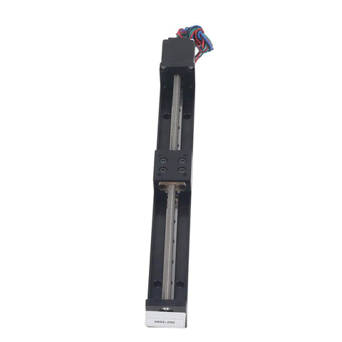 Heavy Duty Linear Slide Guide Rail Two Hundred Millimeter Electric Actuator Stage Plug And Play Bearing Block top view with wiring.