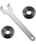 Heavy Duty Tough As Nails Angle Grinder Wrench Set With Smooth Threading And A Sick Tight Lock For Fast Blade Swaps On Any Standard 5/8-11 Spindle workshop equipment, includes wrench and two flange nuts.