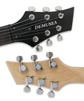 Close-up of headstock from 39 Inch Electric Guitar Beginner Friendly Starter Kit With 20W Amplifier Bundle Black Noiseless Cable