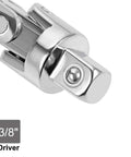 2-Pack 3/8 Inch Drive Universal Joint Socket Set With 90 Degree Swivel Head Four-Direction Sleeve CR-V Steel Heat Treated Chrome Finish Built Tough Corrosion Resistant Pro Grade, 3/8" drive close-up