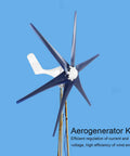 800W Wind Turbine Generator Kit With 6 Nylon Blades And Controller For Boats Terraces Cabins And Home Off Grid Use 12V 24V 48V System Blue Finish