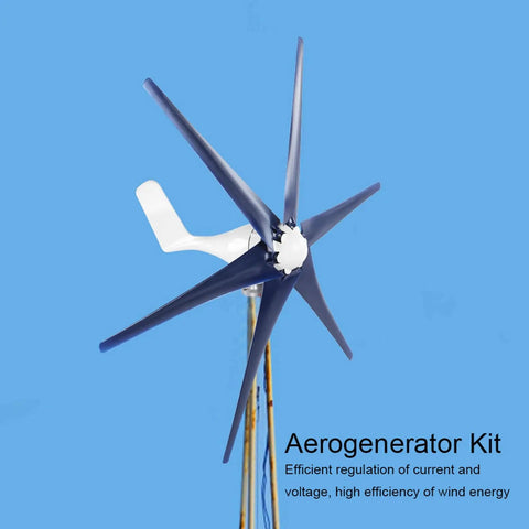 800W Wind Turbine Generator Kit With 6 Nylon Blades And Controller For Boats Terraces Cabins And Home Off Grid Use 12V 24V 48V System Blue Finish