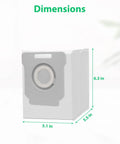 Dimensions of Bulk 14 Pack Roomba Vacuum Bags Replacement For i7 And i7 Plus, i8 And i8 Plus, 6.3 x 5.5 x 5.1 inches.