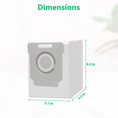 Dimensions of Bulk 14 Pack Roomba Vacuum Bags Replacement For i7 And i7 Plus, i8 And i8 Plus, 6.3 x 5.5 x 5.1 inches.