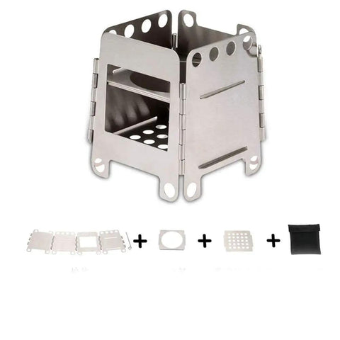 Portable Charcoal Grill With Nonstick Surface, Foldable Outdoor BBQ For Camping And Picnics shown disassembled with storage pouch