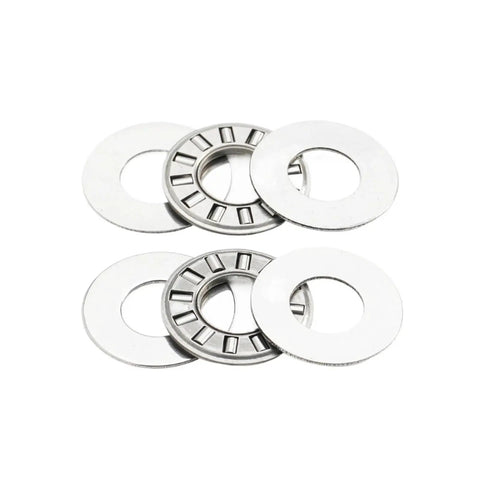 Rock Solid Inch Thrust Needle Roller Bearing Five Piece Set With Two Matching Washers Pre Lubricated for smooth operation.