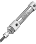 Slim Stainless Steel Air Pneumatic Cylinder CDJ2B 10 By 10 With M5 Port 10mm Bore 10mm Stroke Double Acting Single Rod Compact Linear Actuator For Precise Automation, shown with threaded rod end
