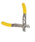 Rugged 5 Inch Wire Strippers And Adjustable Cutting Pliers With Cushioned Rubber Grip Handles, yellow rubber grips and polished metal, precise wire cutting