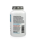Keep It Slick Silicone Paste With Heavy Duty Brush 8 Oz - Back of tube showing instructions and typical uses for grease and sealant.