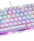 Wired Mechanical Gaming Keyboard With Slick Clicky Feel And Vivid RGB Backlight Built For PC Players Demanding Lightning Fast Typing Through Nine Flashing Light Designs To Straight Up Upgrade Your Entire Desk Setup, 351x117mm, white and RGB.
