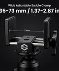 Rifle Saddle Mount for Hunting Tripod with Integrated Arca Base, CNC Aluminum Adjustable Rest, 35-73 mm Clamp, Precision Shooting