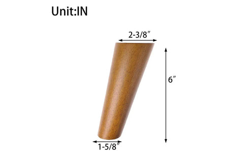 Round Solid Wood Furniture Legs 6 Inch Replacement Set Of 4 For Sofa Couch Bed Coffee Table Modern Mid Century Style Walnut Finish