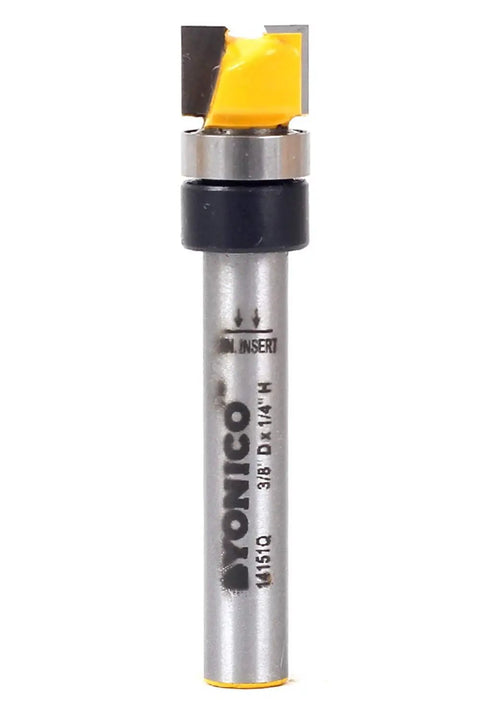 Flush Trim Router Bit Three Eighths Inch Diameter With One Quarter Inch Shank Pro Grade For Template Work Premium C3 Micro Grain Tungsten Carbide Blades Built To Last Like A Workhorse And Stay Sharp For Precise Cuts